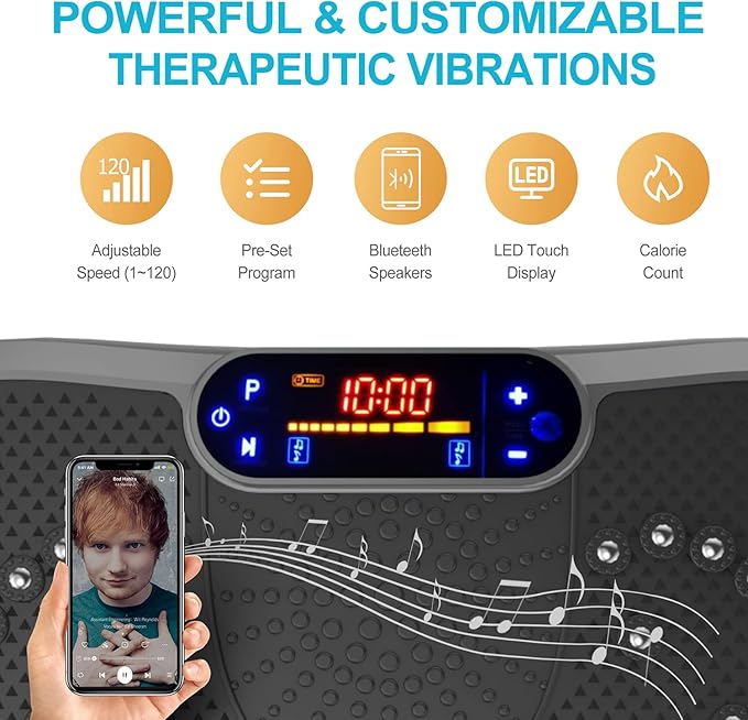 Vibration Plate Fitness Platform Exercise Machine Vibrating Shaking Full Body Shaker Workout Power Waver Vibrate Stand Shake Board Sport Gym for Weight Loss Fat Burner for Women Men