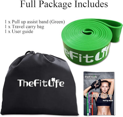 TheFitLife Resistance Pull Up Bands - Pull-Up Assist Exercise Bands, Long Workout Loop Bands for Body Stretching, Powerlifting, Fitness Training, with Carrying Bag and Workout Guide