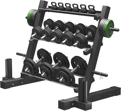 Dumbbell Rack Multifunctional Weight Stand for Home Gym Suitable for Storage of Dumbbell, Weight Plates, and Curl Bar