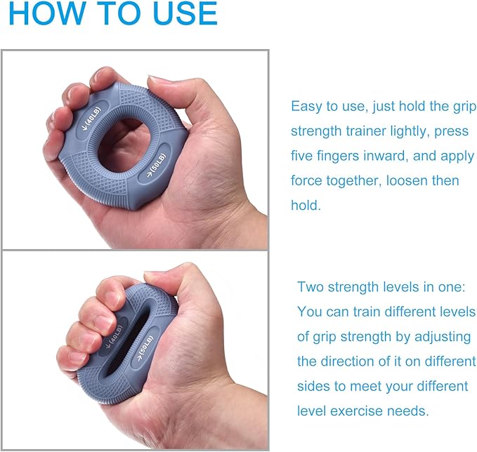 uxcell Hand Grip Strength Trainer, 3" 40-50 Lbs Silicone Rings Finger Forearms Exercise Grip Squeezer for Athletes Workout, Rock Climbing, Light Blue