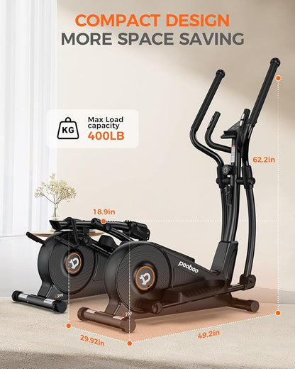 pooboo Elliptical Machine 16-Level Resistance&Hyper-Quiet Monitor&15.5IN Stride, 400LBS Weight