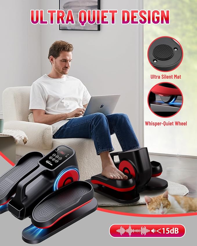 Under Desk Elliptical Machine, Electric Ellipse Leg Exerciser While Sitting for Seniors Adults, Leg Ercise Pro, Quiet & Portable Mini Seated Pedal Exerciser for Home Office Use