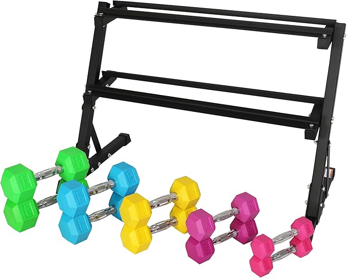 Signature Fitness Colored Rubber Coated Hex Dumbbell Weight Set,Multiple Packages