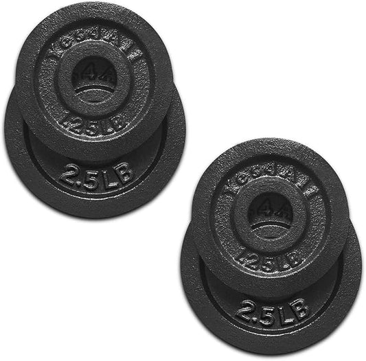 Yes4All 1.15 Inch Cast Iron Weight Plate - Ideal for Dumbbell Handle, Strength Training & Weightlifting (Set)