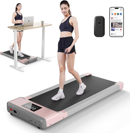 Smart Walking Pad, 2-in-1 Under Desk Treadmill for Home Office, Portable Walking/Jogging Machine with App & Remote Control, Fitness Data Recording