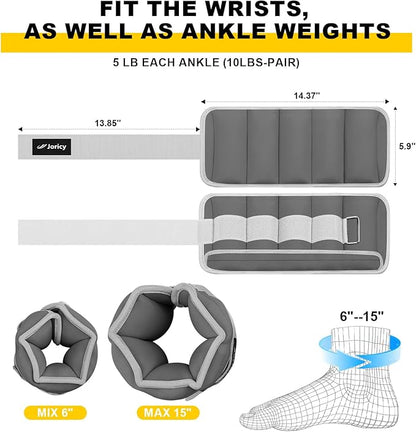 Adjustable Ankle Weights for Women Men 1 Pair 2 4 6 8 10 LBS Leg Weights Hand Arm Wrist Weights with Removable Weight, 1-5 LB Each Ankle Strength Training Weight for Physical Therapy Gym Fitness Walking Running