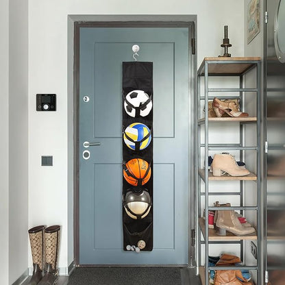 Hanging Organizer,Sports Equipment Storage,The Door Hanging Sports Equipment and Ball Storage,Ball Holder,Sports Equipment Organizer for Hold Soccer,Basketball, Football,Volleyball and Swimming Gear