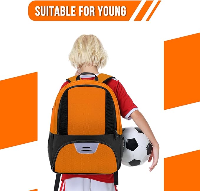 Soccer Bag&Soccer Backpack&Backpack for Football Volleyball Basketball,Sport Equipment Bags with Shoe compartment. (Orange)