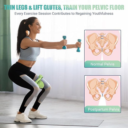 Thigh Master Thigh Exerciser for Women, Non-Install Pelvic Floor Muscle Trainer for Postpartum Rehabilitation and Inner Thigh Toning, Hip Trainer Kegel Exerciser for Home Gym Fitness Equipment(Green)