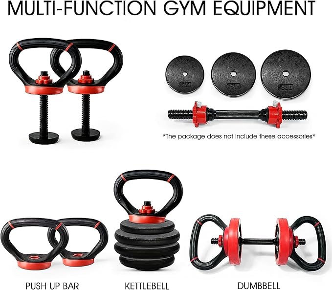 Yes4All Adjustable Kettlebell Handle for Weight Plates, Dumbbell Converter for Strength Training Kettlebells, Home Gym