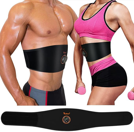 ABS Stimulator Muscle Toner Flex Fitness Belt for Waist Triner FDA Cleared AB Machine Abdominal Toning Ems Electro Stimulators Body Exercise Equipment Abdomen Home Office Workout Black