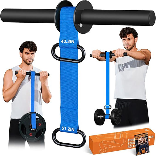 Forearm Strengthener and Wrist Roller, 43.3 inch Or 51.2 inch Ultra Strong Nylon Webbing, Forearm Exerciser with Quick Locking Mechanism, Ideal for Hand, Wrist and Forearm Strength Training