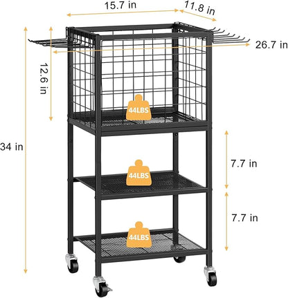 ETELI Weight Rack for Home Gym Dumbbells Yoga Mat Storage Rack Cart Small Metal Wood Home Gym Workout Equipment Storage with Hooks for Yoga Block Foam Rollers Resistance Bands