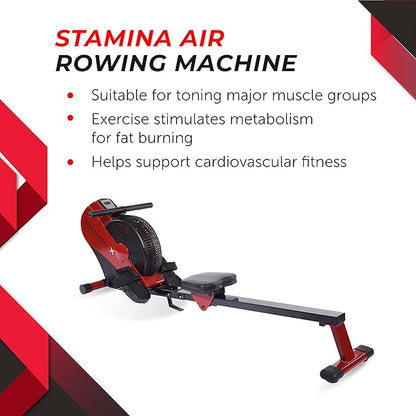 Stamina ATS Air Rower Machine with Smart Workout App - Foldable Rowing Machine with Dynamic Air Resistance for Home Gym Fitness - Up to 250 lbs Weight Capacity