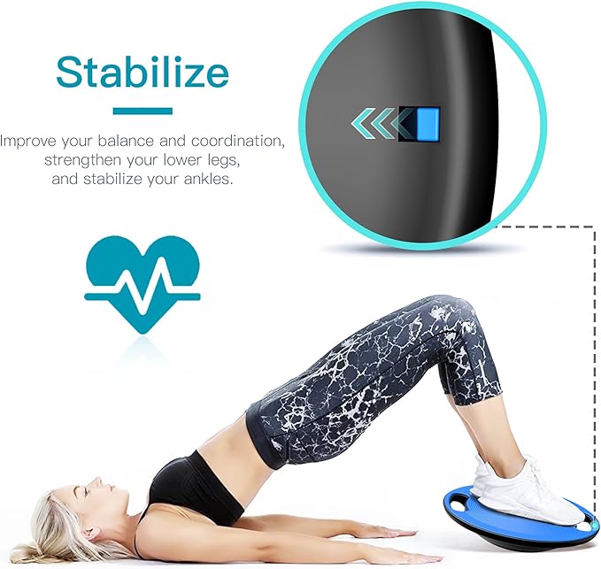 EVERYMILE Wobble Balance Board, Exercise Balance Stability Trainer Portable Balance Board with Handle for Workout Core Trainer Physical Therapy & Gym 15.7" Diameter No-Skid Surface