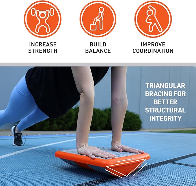 Body Sport Rocker Board for Balance Training, Standing Desk, Physical Therapy & More - Multipurpose, Lightweight, Non-Skid Wobble Board for Home Gym & Office, 400 lb. Weight Capacity