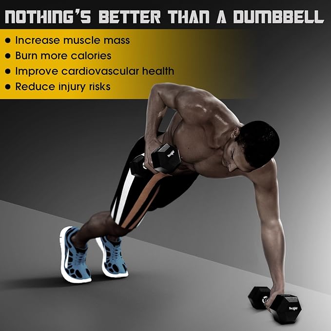 Dumbbell - Rubber Hex - 5lbs