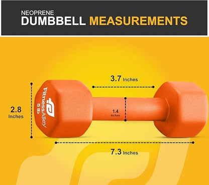 Neoprene Coated Workout Dumbbells set of 2 – Anti Roll, Non Slip with Smooth Grip Fitness & Exercise Dumbbells – Hexagon Shaped Hand Weights for Women & Men – Best Choice for Gyms & home use