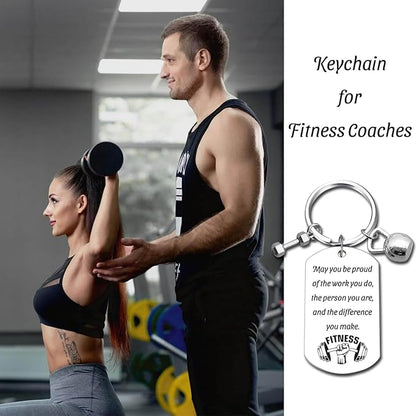 Fitness Keychain Featuring Dumbbell and Kettlebell with Uplifting