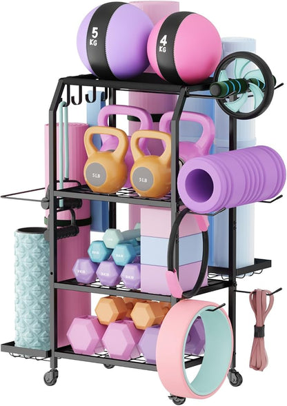 Lifewit Yoga Mat Holder, Home Gym Storage For Yoga Equipments, Fitness Equipments Organizer for Dumbbell, Kettlebell, Foam Roller, Pilates