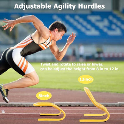 Speed Agility Training Equipment Set - 20Ft Agility Ladder 4 Adjustable 5 Resistance 12 Cones,