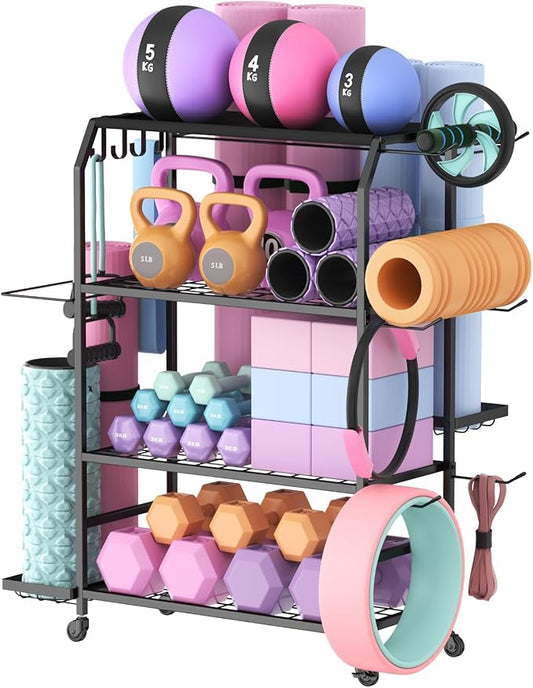 Lifewit Yoga Mat Holder, Home Gym Storage For Yoga Equipments, Fitness Equipments Organizer for Dumbbell, Kettlebell, Foam Roller, Pilates