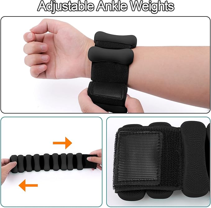 Adjustable Ankle Weights for Women Men Kids, Biupky 1 Pair 2 lb Wrist Weights Sets for Women, Strength Training Wearable Leg Weights for Yoga, Gym, Dance, Walking, Workout