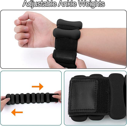 Adjustable Ankle Weights for Women Men Kids, Biupky 1 Pair 2 lb Wrist Weights Sets for Women, Strength Training Wearable Leg Weights for Yoga, Gym, Dance, Walking, Workout