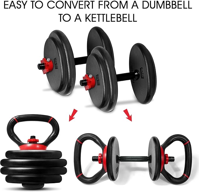 Yes4All Adjustable Kettlebell Handle for Weight Plates, Dumbbell Converter for Strength Training Kettlebells, Home Gym