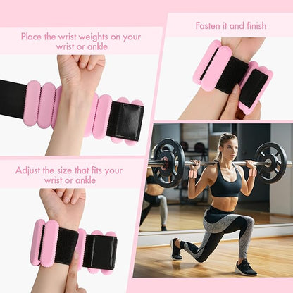 Wrist Ankle Weights for Women, Adjustable Ankle Weights Strength Training Silicone Bracelets Workout Wrist Ankle Weights for Men Women Yoga Running Dance Ankle Arm Leg Weights (2lb)