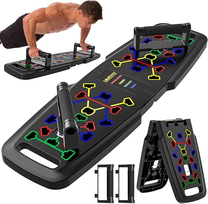 Portable Home Gym System For Men and Women: Push Up Board, Multi-Functional 15 in 1 Foldable Push Up Bar, Push up Handles for Floor, Professional Strength Training