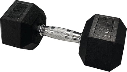 SINGLE Hex Rubber Dumbbell with Metal Handles Exercise