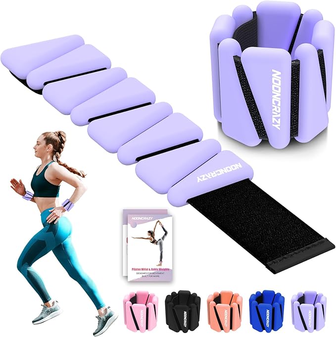 Wrist Ankle Weights Bangles 2lb for Women, Adjustable Silicone Pilates Weights Bracelet, Heavy Duty Fasteners Wearable Arm & Leg Weights for Yoga, Pilates, Barre, Walking and Gym (Set of 2)