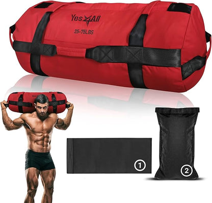 Yes4All Sandbags for Working Out, Adjustable Sand Bags for Weight Training with Handles, Multiple Colors & Sizes 5-200lbs