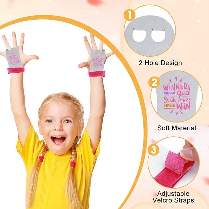 1 Pair Gymnastics Hand Grips with Motivation Words, Athletic Gymnastics Grips Pink Gymnastics Gloves Palm Protection Sports Accessories for Girls Youth