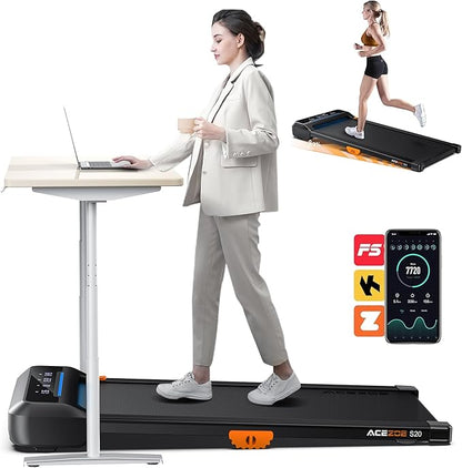 Walking Treadmill with 10% Incline, Under Desk Treadmill for Home Office, Manual Incline Portable Treadmill with Remote Control/APP and Standing Anti-Slip, 265lb Capacity, 2.5HP Low-Noise