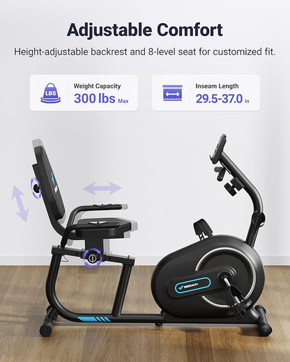 MERACH Recumbent Exercise Bike for Home with Smart Bluetooth and Exclusive App Connectivity, LCD, Heart Rate Handle, Magnetic Recumbent Bikes S08