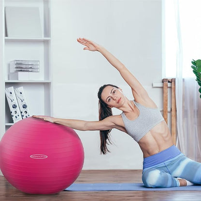 Anti-Burst and Slip Resistant Exercise Ball Yoga Ball Fitness Ball Birthing Ball with Quick Pump, 2,000-Pound Capacity, Multiple Colors and Sizes