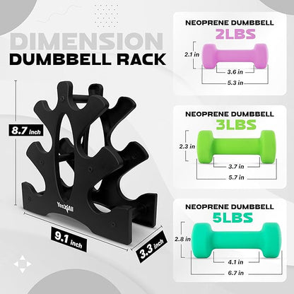 Yes4All Neoprene Coated Dumbbell Hand Weight Sets - Multiple Weight Options with Rack, Anti-roll, Anti-Slip, Hexagon Shape