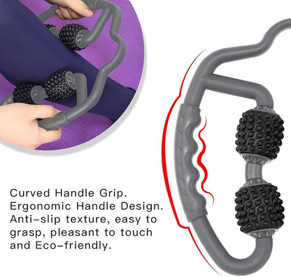 Upgraded Six-Wheel Muscle Roller - Arm & Leg Massager, Forearm & Calf Roller, Tennis Elbow Brace for Men, Carpal Tunnel & Tendonitis Relief, Perfect for Wrist, Hand, Foot, & Thigh