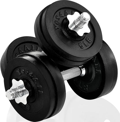 Yes4All Adjustable Dumbbell Set with Weight Plates/Connector - Exercise & Workout Equipment - Size Options 40lbs to 200lbs