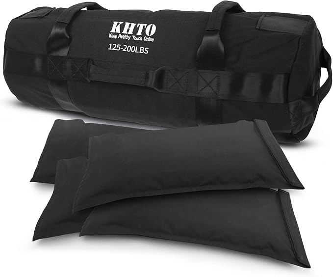 KHTO Sandbags-Heavy Duty Sandbags for Fitness Weighted Power Training-Adjustable Exercise Sandbags Gift Jump Rope& Cooling Towel