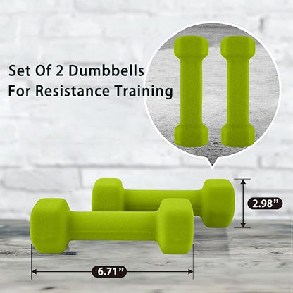 Dumbbells Set of 2 Exercise & Fitness Dumbbell for Home Gym Women Free Weights Hand Hex Dumb Bells 4 LB Pair Green