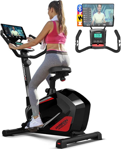 HARISON Magnetic Exericse Bike with Bluetooth, Upright Exercise Bike Stationary Bikes for Home 350 lbs Capacity