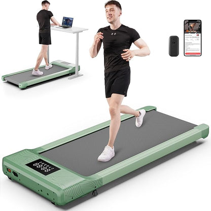 Smart Walking Pad, 2-in-1 Under Desk Treadmill for Home Office, Portable Walking/Jogging Machine with App & Remote Control, Fitness Data Recording