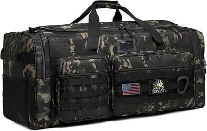 Extra Large Duffle Bag for Men, Heavy Duty Duffle Bag for Travel, Large Sports Gym Equipment Bag for Hockey Football Soccer Baseball Basketball & Team training, 130L, Dark Camo