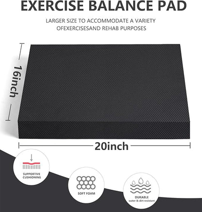 nuveti Large Balance Pad - TPE Non-Slip Mat for Fitness & Balance Exercises,Yoga, Physical Therapy, Knee Cushion Slip Resistant Foam Mat for Yoga & Balance Training, Board Foam for Strength Training, Kneeling Pads for Home Gym Exercise（20''x16''x2.4''）