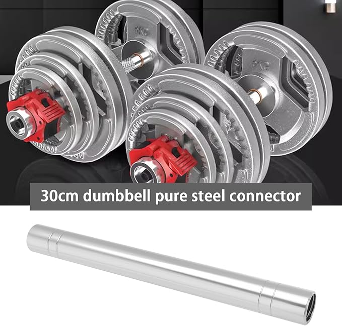 Create idea Dumbbell Connector Bar Dumbbell Pure Steel Connector Barbell Connector Bar Spin-Lock Dumbbell Connector with Bolts Wrench