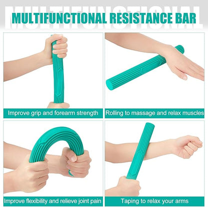 3 Pcs Twist Hand Exerciser Bars With 3 Hand Exercise Balls Fitness Resistance Bars for Physical Therapy Flexible Elbow Stress Balls Relieve Tendonitis Pain and Improve Grip Strength