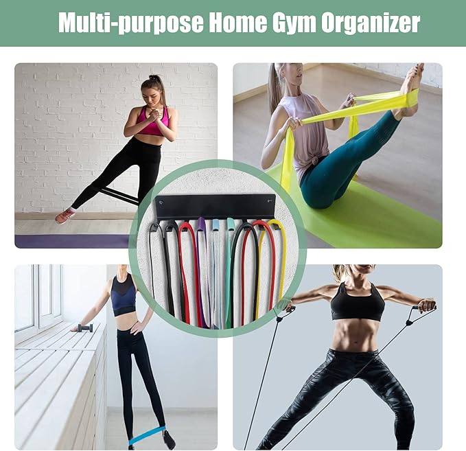 Multi-Purpose Storage Rack Resistance Bands Rack Gym Storage Rack Fitness Bands Rack Heavy Duty Rack for Resistance Bands, Straps, Jump Ropes, Foam Rollers, Chains, Weight Belts, Tools